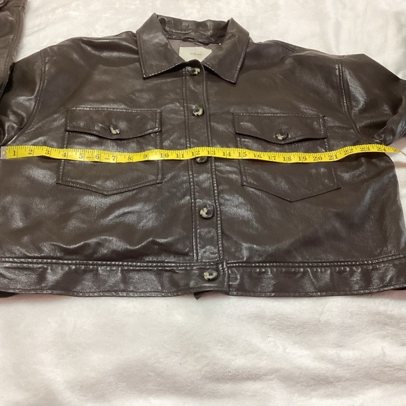 Aritzia Wilfred Dark Brown Faux Leather Jacket Size XL Vegan Soft - Picture 5 of 8